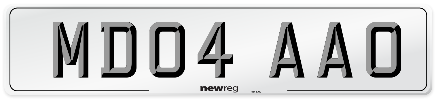 MD04 AAO Number Plate from New Reg